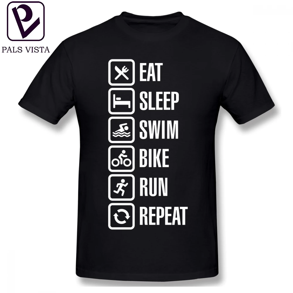 

Ironman Triathlon T Shirt Eat Sleep Swim Bike Run Repeat Triathlon T-Shirt 100 Percent Cotton Fun Tee Shirt Male XXX Tshirt