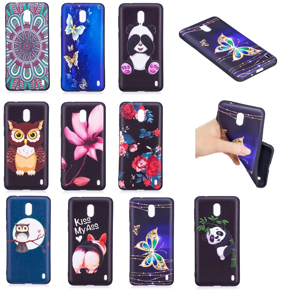 

For Nokia 1 2 3 5 6 8 Case Back Cover Soft Silicone TPU Funda Coque For Nokia 2.1 3.1 5.1 2018 Phone Cases 3D Cute Animal Relief