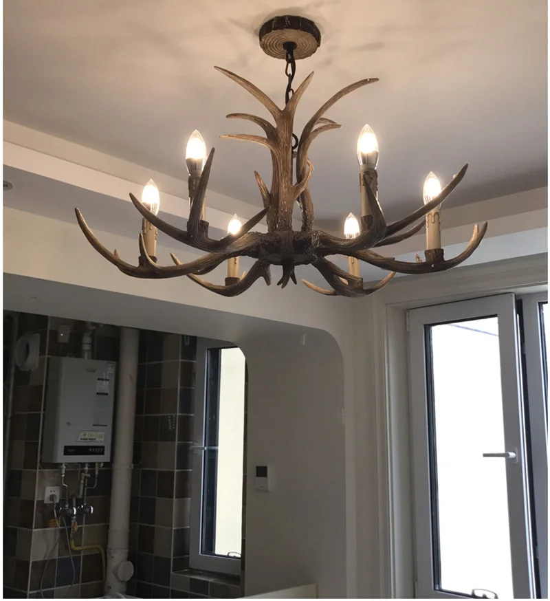 Скандинавские коричневые люстры с рогами, освещение для спальни, смоляные свечи, блеск для гостиной, современный потолочный подвесной светильник для столовой