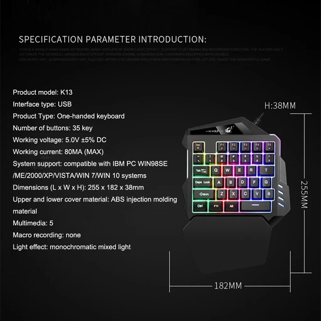 Проводной 35-ключ Esport игровая клавиатура с светодиодный проводной подсветки Gaming Keyboard Gamer клавиатура