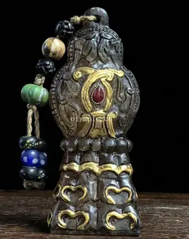 

Fine Tibet handcraft Rock Crystal Quartz inlay gemstone tibet buddhism seal