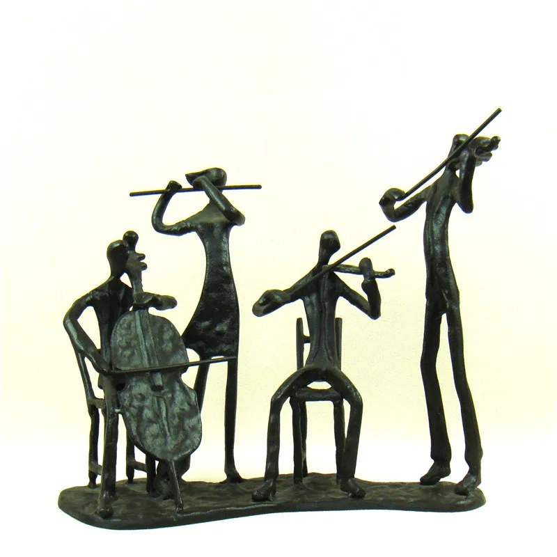 Handmade Pig Iron Music Band Figurine Abstractive Metal Concert