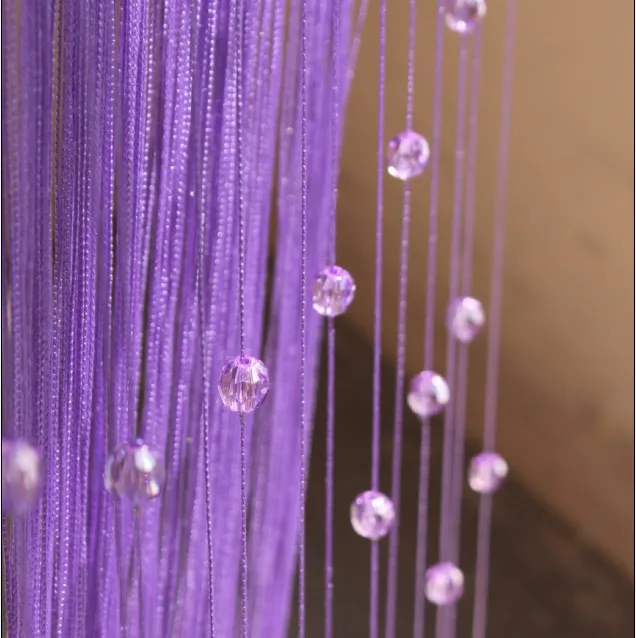 

New Style Romantic Beads Violet Beaded Crystal Curtain String Door Window Curtain Divider partition Tassel For Home Decoration