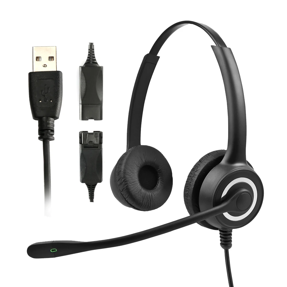 New 228MP Call Center Headset Office Telephone With Microphone Ear Earphone For Office Driver Call Center Skype - Color: QD-USB Plug