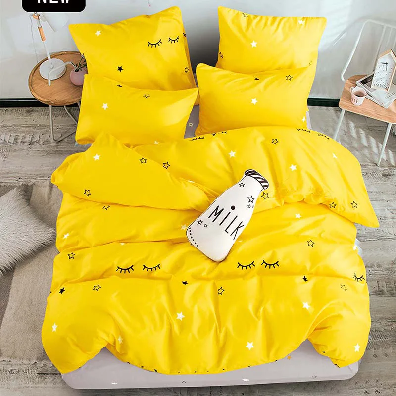 

Alanna Printed Solid bedding sets Home Bedding Set 4-7pcs High Quality Lovely Pattern with Star tree flower