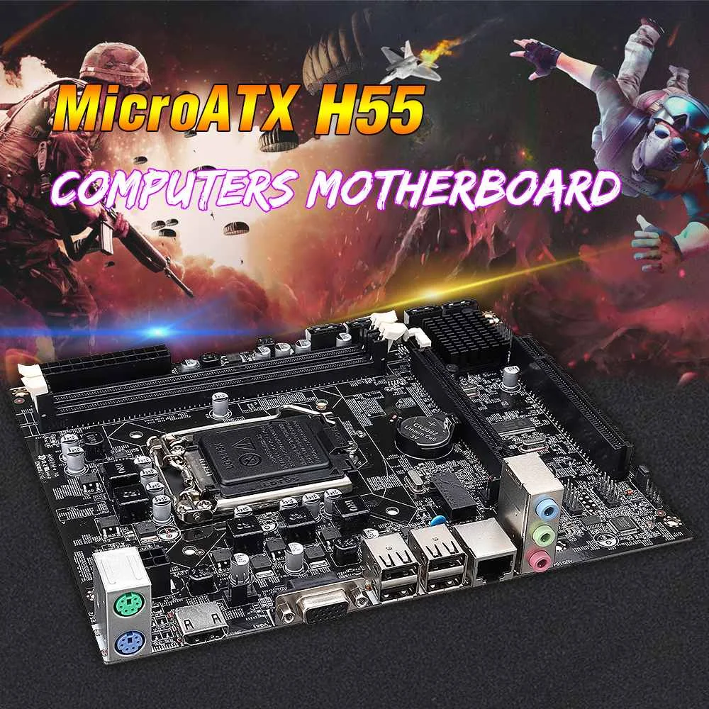 

Micro ATX Motherboard DDR3 1066 Main Computer for Intel H55 LGA Socket 1156 Computer Motherboard CPU