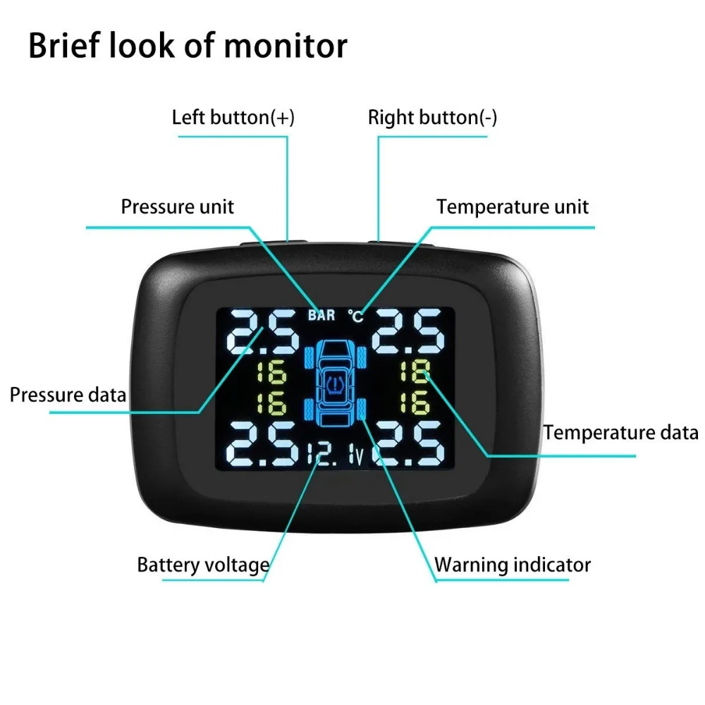 SACNDIAG беспроводной TPMS автомобильный контроль давления в шинах прикуриватель системы сигнализации с 4 внешними датчиками черный