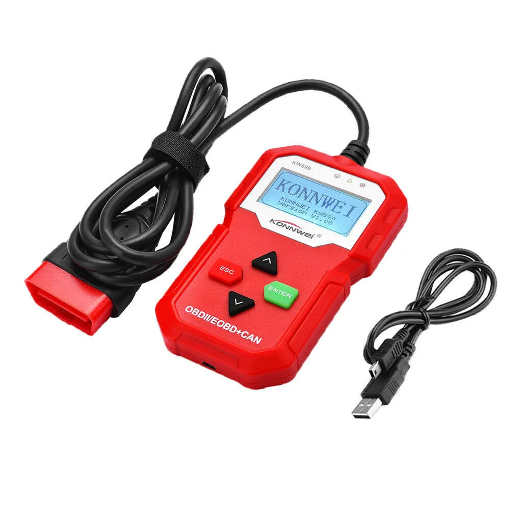 OBD OBD2 диагностический Автомобильный сканер KW590 по каналам OBDII/EOBD(система бортовой диагностики, 12 V может считыватель кода поддержка компьютерных Системы протокол