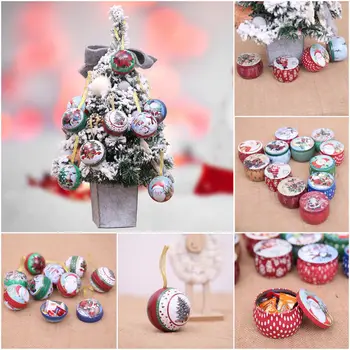 

1Pcs Random Christmas Jar Small Box Bauble Xmas Iron Art Candy Packaging Tree Hang Party Decoration