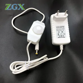 

ZGX 1pcs 100-240V AC to DC Power Adapter Power Supply Charger adapter 12V 2A EU Plug transformers switch Button dimmer dimming