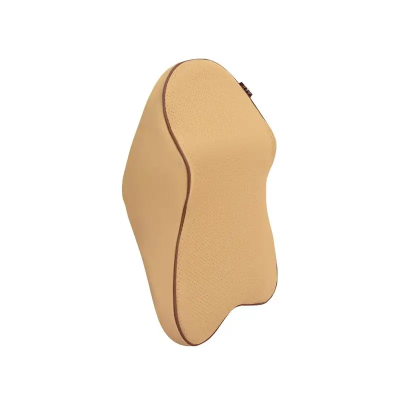Beige Подушка на голову, 3D Кожа, с эффектом памяти, подголовник, подушка на шею, поясная подушка, подушка для путешествий, подушка для автомобиля, все сезоны, автомобильные аксессуары - Цвет: Beige