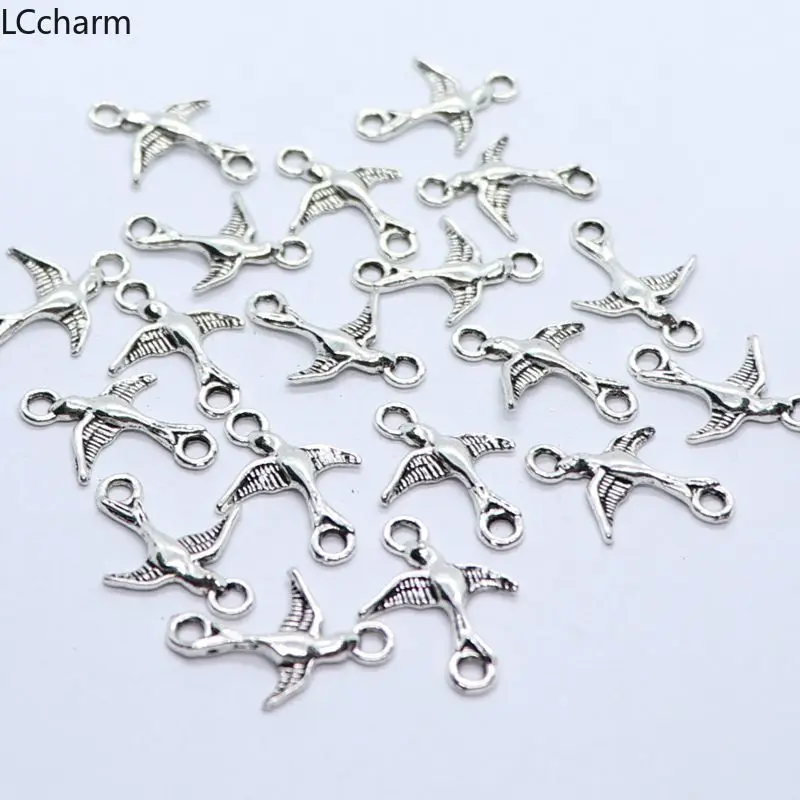 

80pcs Tibetan Silver Birds Connectors Charms Pendants Beads 15x20mm DIY Bracelet Jewelry Making