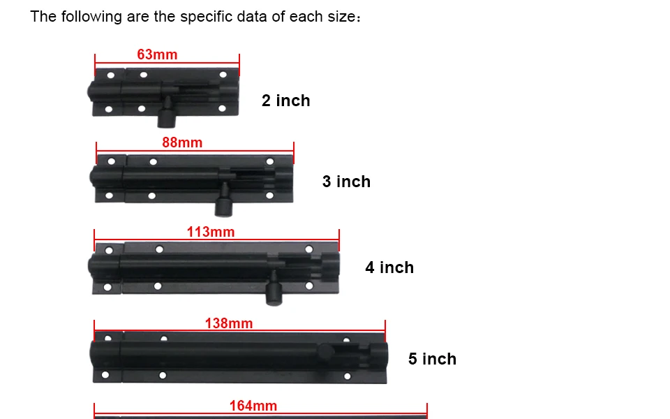 4 шт. баррель болт 2/3/4/5/6/8 дюймов Алюминий сплава дверные защелки черный стержень автомобильной двери защелка замка для дома ворота безопасности