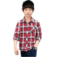 Новые детские рубашки для мальчиков, клетчатые топы с длинными рукавами, осенняя одежда для детей, повседневные блузки для подростков, Детские майки 9, 12, 14 лет