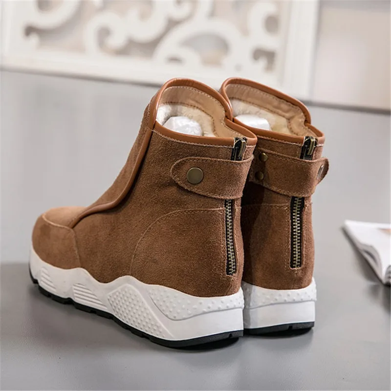 

High Quality Genuine Leather Shoes Women Winter Boots For Women Flats Chunky Snow Boots Women Thick Warm Winter Snow Boots 4-9