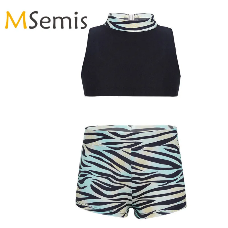 MSemis Kids Girls Black Stretch Short Sleeves Hallow Out Dance Crop Tops Ballet Dance Gymnastics Active Tops T-Shirt