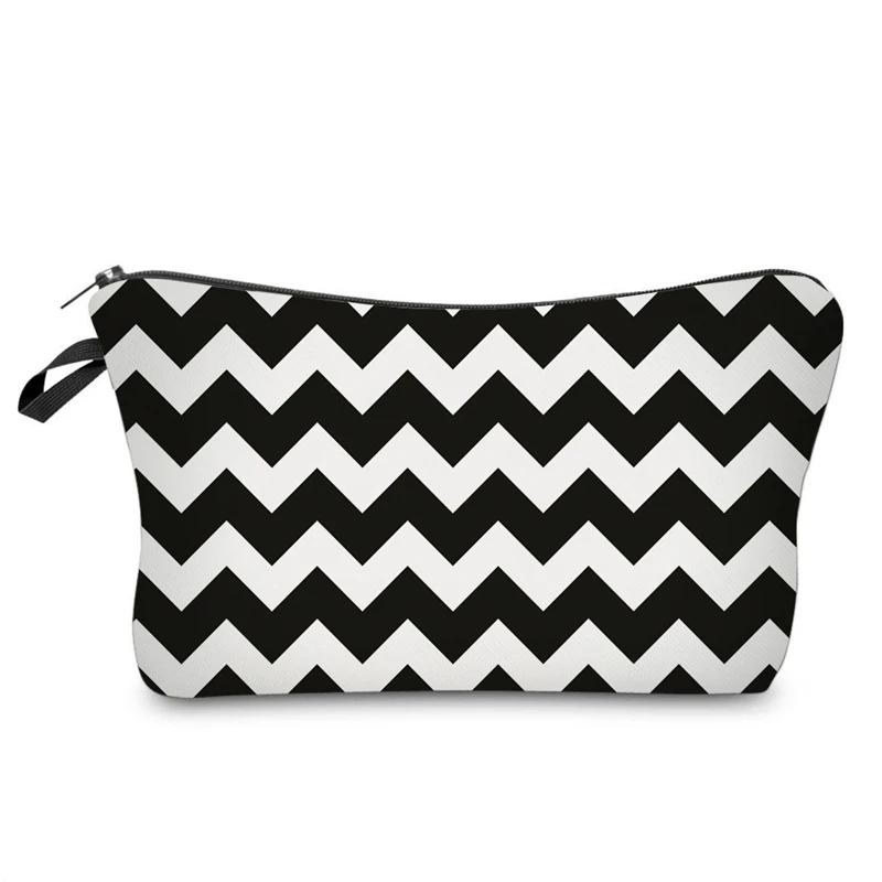 

Cosmetics Bags Zipped Splice Color Wavy Striped Printing Travel Lady Pouch Storage Makeup Bag For Makeup Tool Kits HB