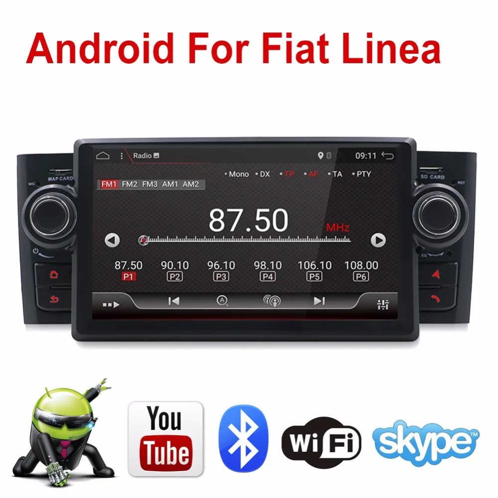 Четырехъядерный Android 7 1 Авторадио Стерео для Fiat Punto Linea автомобильный Радио AUX Gps