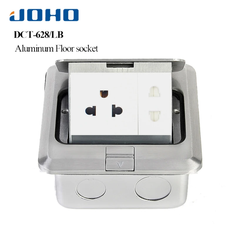 

JOHO Aluminum Alloy Fast Pop Up Floor Outlet Box 15A US Socket 2 Pole Outlet RJ45 HDMI USB For Living Room Bedroom Office