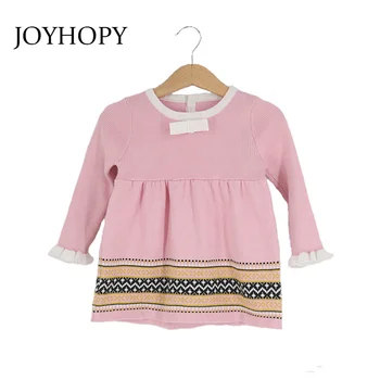 

Baby Dresses For Girls Autumn Winter Long Sleeved Knit princess dress Lotus Leaf Collar Pocket Doll Dress Girls Baby Clothing