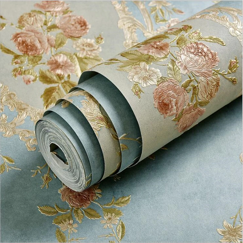 

beibehang European-style three-dimensional pressure of warm non-woven wallpaper living room bedroom full wallpaper AB models