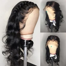 Объемная волна парик 13x6 глубокий часть Синтетические волосы на кружеве человеческих волос парики для чернокожих Для женщин перуанских девственных волос парики объемная волна предварительно
