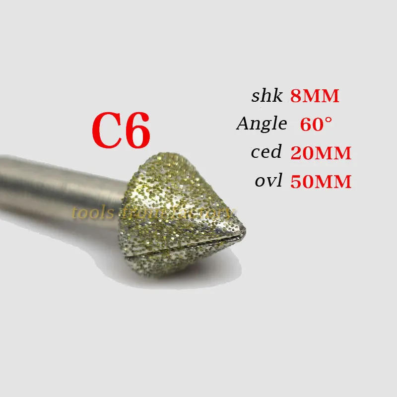 

1pc 80Deg 8*20mm cnc router Electroplated diamond stone carving tool stone engraving machine cutter stone cutting bits