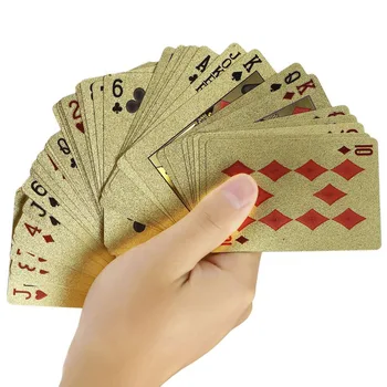 

24K Gold Playing Cards Poker Game Deck Gold Foil Poker Set Plastic Magic Card Waterproof Cards Magic Tricks Tool Board Game Prop