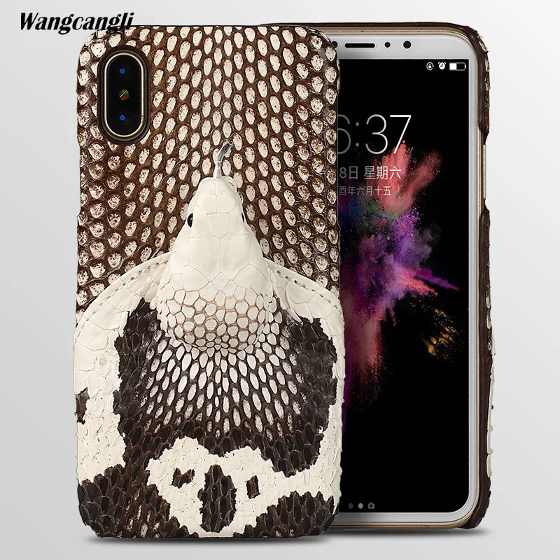 

wangcangli Brand genuine snake skin phone case For iphone 8 phone back cover protective case leather phone case