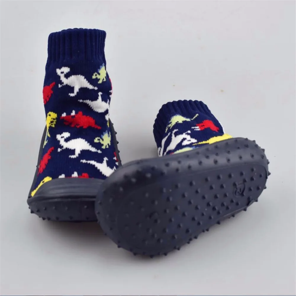 Детские носки с резиновой подошвой, противоскользящие зимние рождественские носки с животными для маленьких мальчиков 0-24 месяцев, LL306