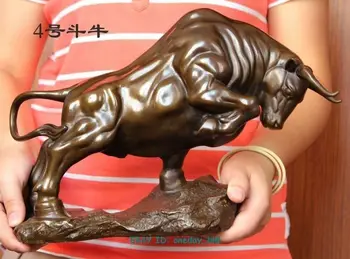

Crafts Arts Large size coffee Wall Street Fierce Bull OX Figure Statue 14" Long Garden Decoration 100% real Brass BRASS