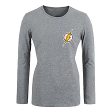 DC. Comic the Flash Symbol Super Hero Girls T shirt For Women long sleeves Tops Creative Printed Tee Cosplay costume