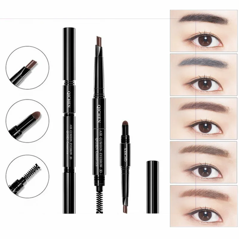 

3 IN 1 Multi-functional Waterproof Makeup Eyebrow Pencils Long Lasting Pigments Black Brown Color Eye Brow Pen with Brush