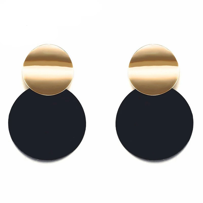 Модные массивные серьги из черного белого золота, круглые геометрические серьги для женщин, металлические серьги в стиле панк, модные элегантные ювелирные изделия - Окраска металла: Black