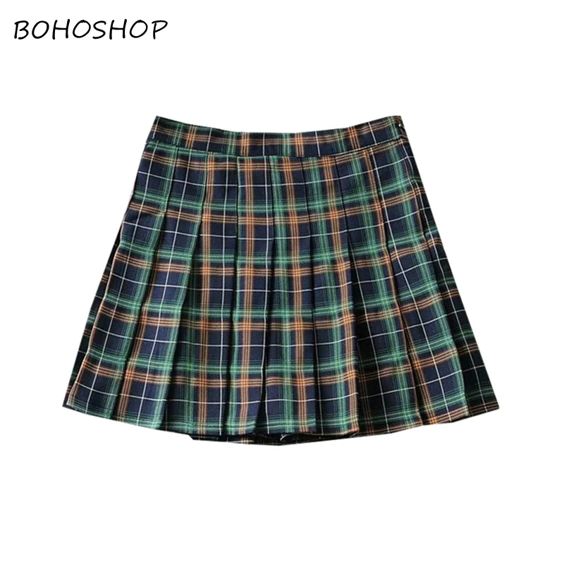 

Muticolor Summer skirt vintage chic women high waist plaid pleated mini skirt short sexy Mini College skirt female streetwear