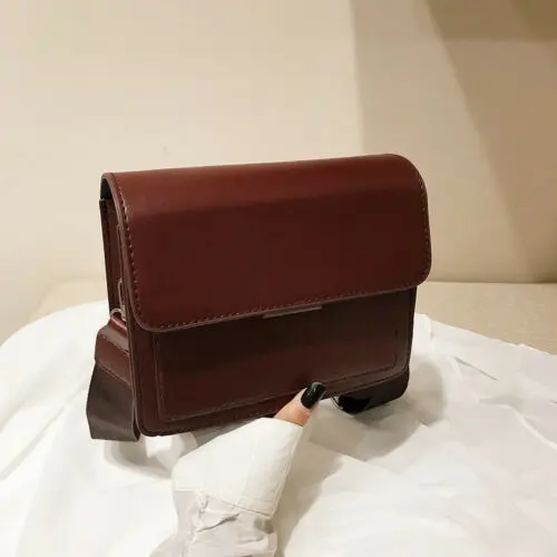 

Square Women Retro Bag Solid Color Handbags Wide Shoulder Pack Bag Small Crossbody Bags For Women Messenger Bags Fashion