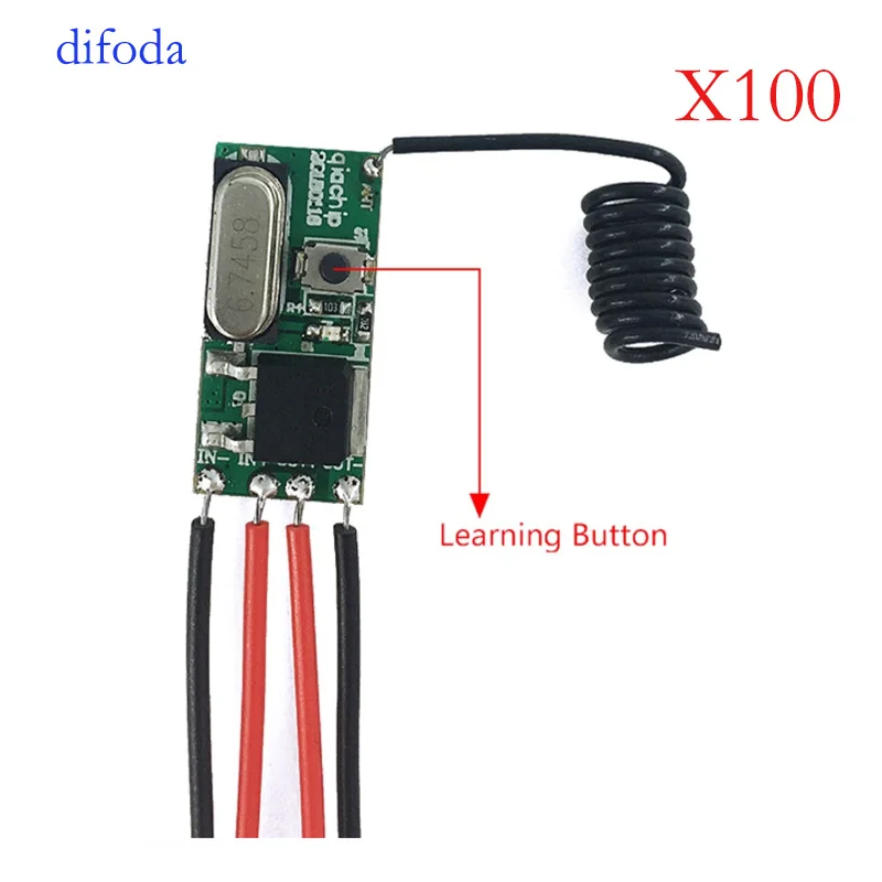 

100PCS Wireless Remote Control SwitchQIACHIP 433 Mhz 1CH RF Relay Receiver Micro Module LED Light Controller DC 3.6V-24V DIY