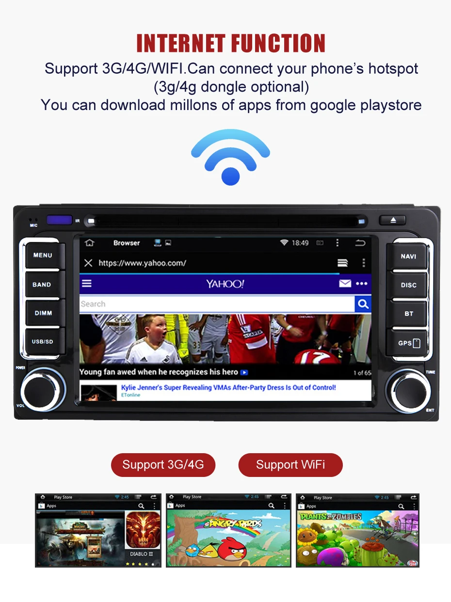 Flash Deal KANOR Octa Core RAM 4+32G 2 Din Android 8.0 Car Audio Stereo Radio DVD Player For Toyota Universal RAV4 Corolla Camry Hilux 7