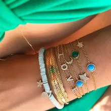 Горячая мода двойная цепь звено Золото Цвет ювелирные изделия 925 стерлингового серебра Прекрасный Письмо потрясающий браслет для возлюбленной подарки