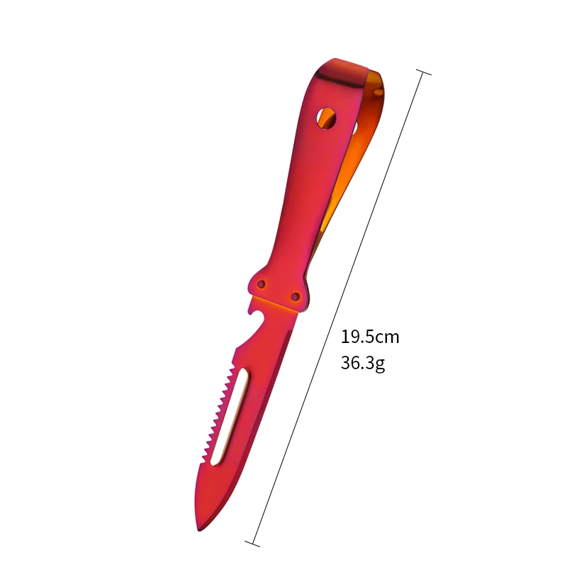 Многофункциональный нож для очистки овощей фруктовый, овощной слайсер из нержавеющей стали открывалка для бутылок приспособление для снятия чешуи скребок для чистки инструмент - Цвет: Красный