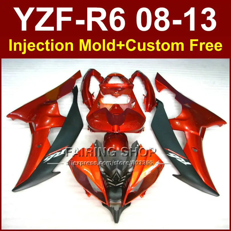 Orange Motorcycle Injection molding fairing kits for YAMAHA YZFR6 2008 2009 2011 2013 ABS fairings kit YZF R6 08-13 YZF1000 R6