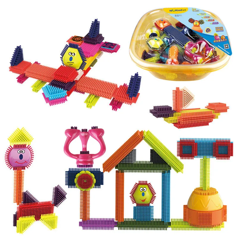 

DIY Children's Intelligence Unit Bristle Building Block Brush 3D Building Block Tile Structure Particle Building Playboard Toys