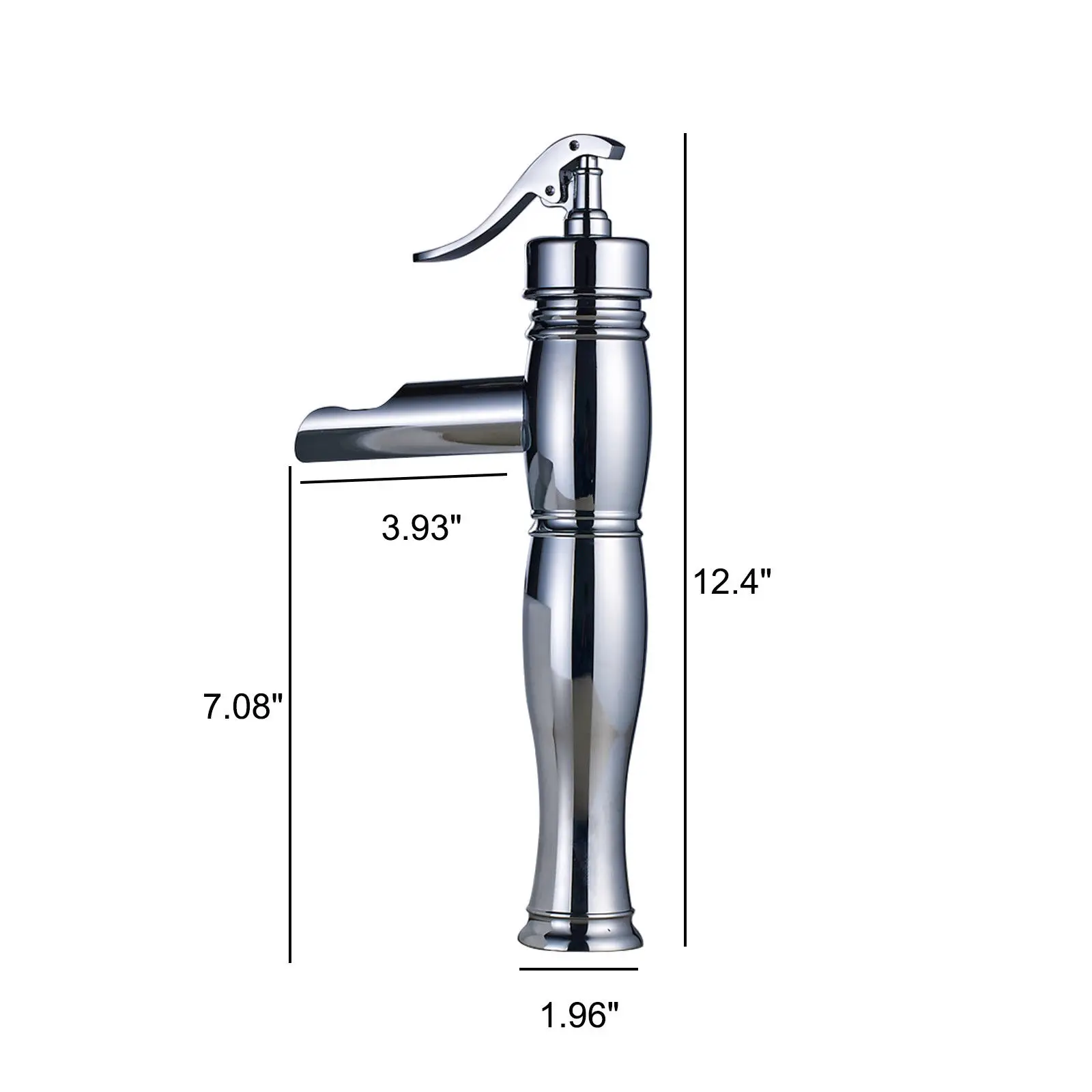 Waterfall Spout Basin Faucet Single Hole Bathroom Faucet Chrome Deck Mounted Vessel Sink Faucet Hot Cold Mixer Tap Waterfall Spout Basin Faucet Single Hole Bathroom Faucet Chrome Deck Mounted Vessel Sink Faucet Hot Cold Mixer Tap