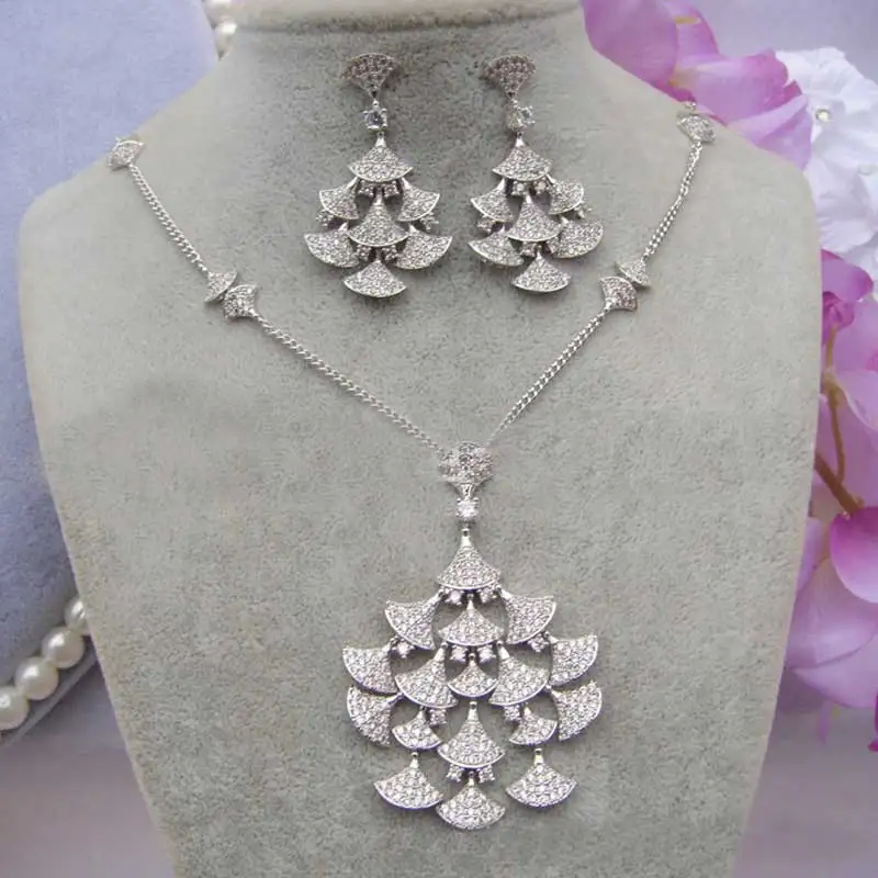 

Moonso Wedding Accessories Bride Jewelry for Women Austrian Ear and Sweater Necklace J2388