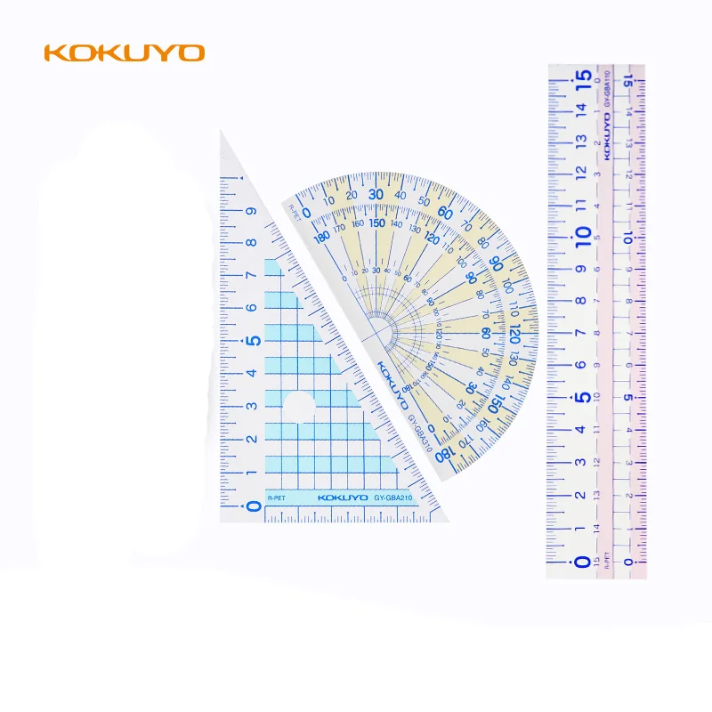 Japan KOKUYO Student Ruler Stationery Protractor Triangular Ruler GY