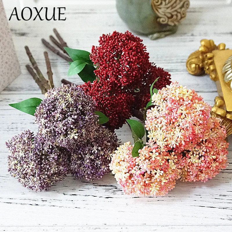 

Simulation 3 Branches Oatmeal Fruit Simulation Flower Fake Flower Home Soft Decoration Wedding Photography Decorative Flowers