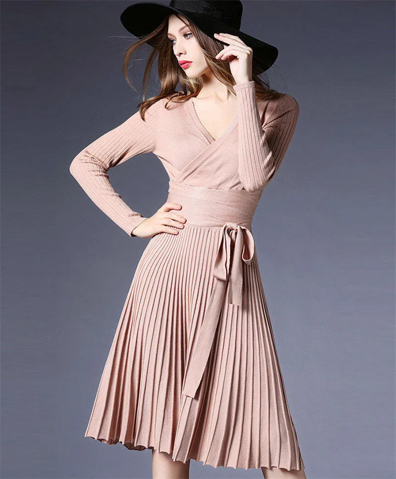2018 new fashion knitted winter dress vestidso (14)