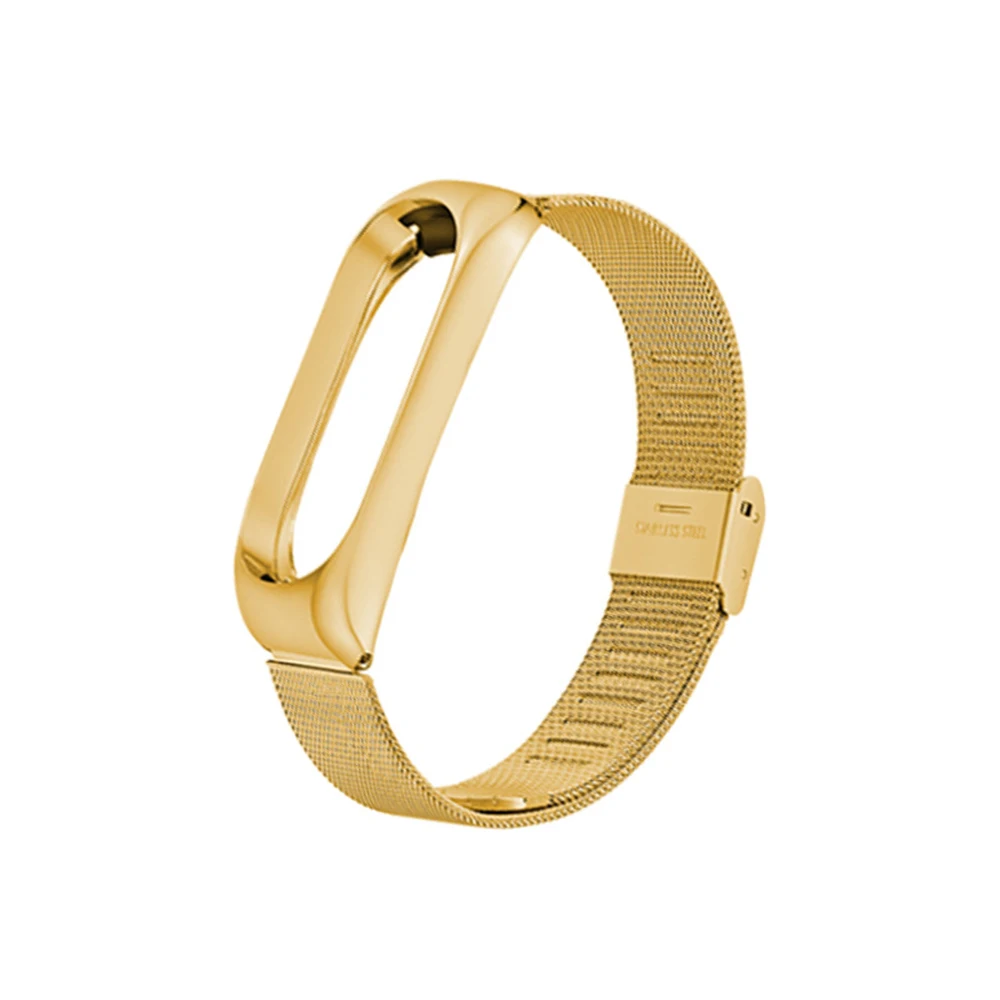 Для mi Band 3 Tainless стальной ремешок Silcone металлический браслет не для Xiao mi band 4 ремень сменный ремешок для часов - Цвет: Gold