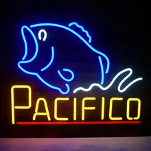 На заказ пасифико Клара Мексиканская CERVEZA стеклянная неоновая световая вывеска пивной бар