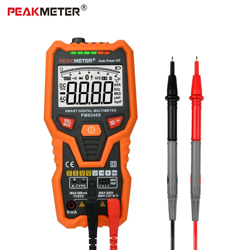 PM8248S Smart AutoRange Профессиональный цифровой мультиметр Вольтметр с NCV частота барграфа температура транзистор тест